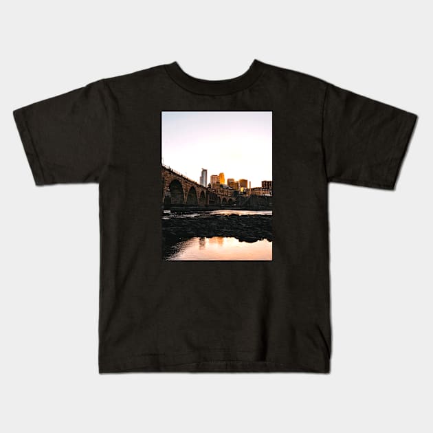 Minneapolis Minnesota Skyline Sunset Kids T-Shirt by tonylonder